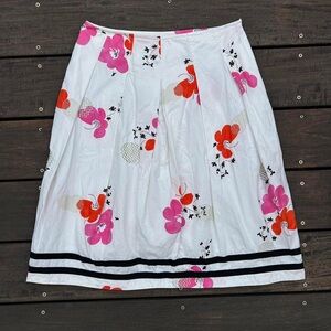 White Weekend Max Mara w/ Pink/Orange Floral Cotton Midi Skirt